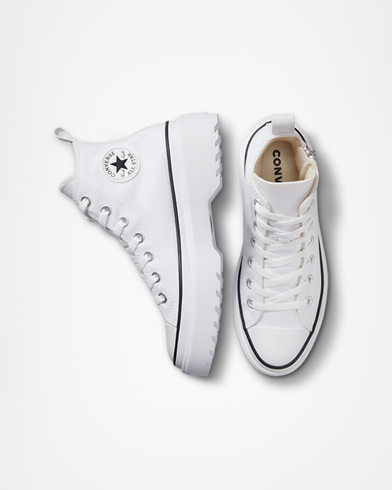 Dětské Vysoké Converse ​Chuck Taylor All Star Lugged Lift Platene Big Kids Bílé Bílé Černé | 8967-KIHJE