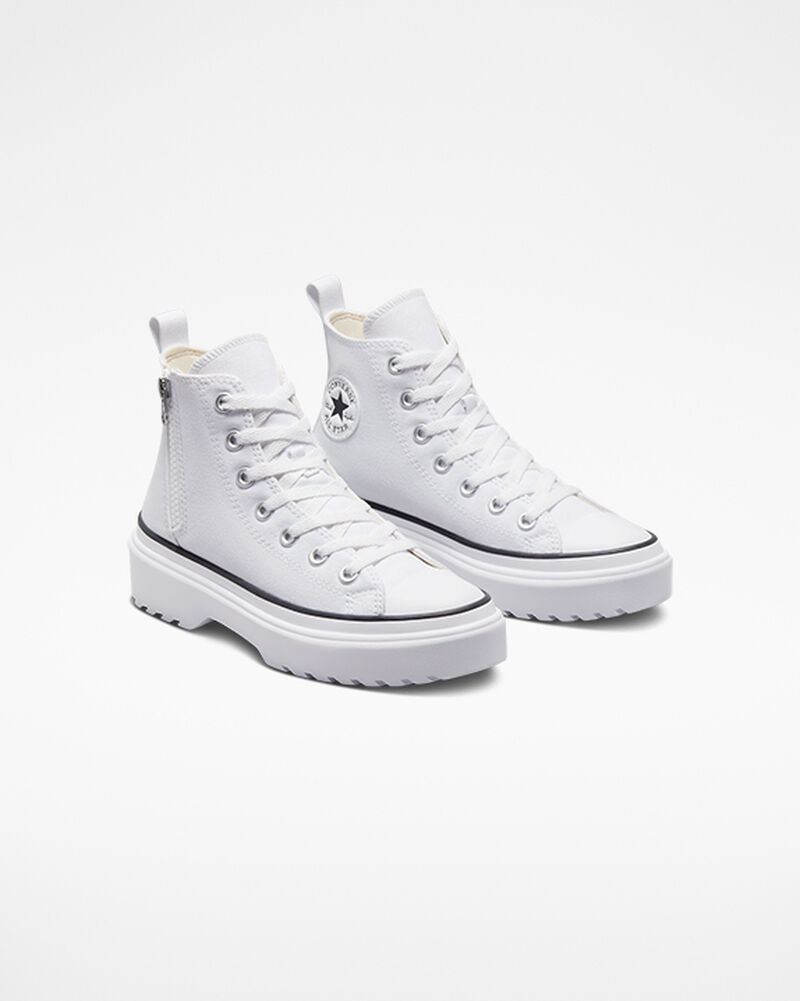 Dětské Vysoké Converse ​Chuck Taylor All Star Lugged Lift Platene Big Kids Bílé Bílé Černé | 8967-KIHJE
