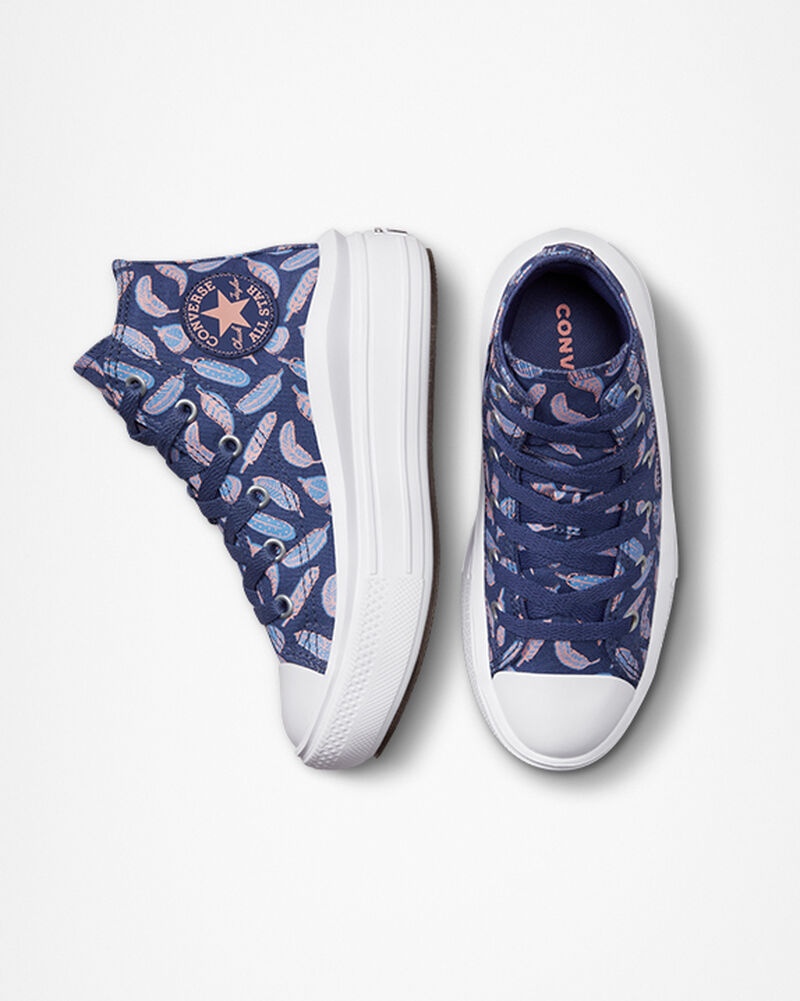 Dětské Vysoké Converse ​Chuck Taylor All Star Move Feathers Little Kids Fialové Královská Modrá | 9068-NQVZT