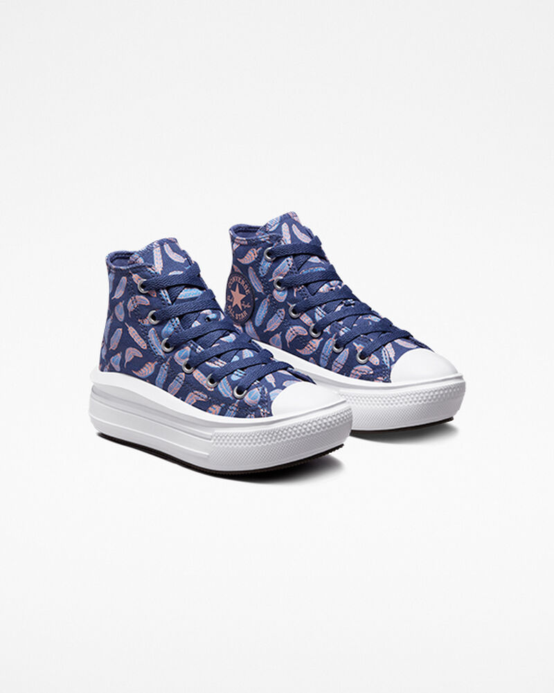 Dětské Vysoké Converse ​Chuck Taylor All Star Move Feathers Little Kids Fialové Královská Modrá | 9068-NQVZT