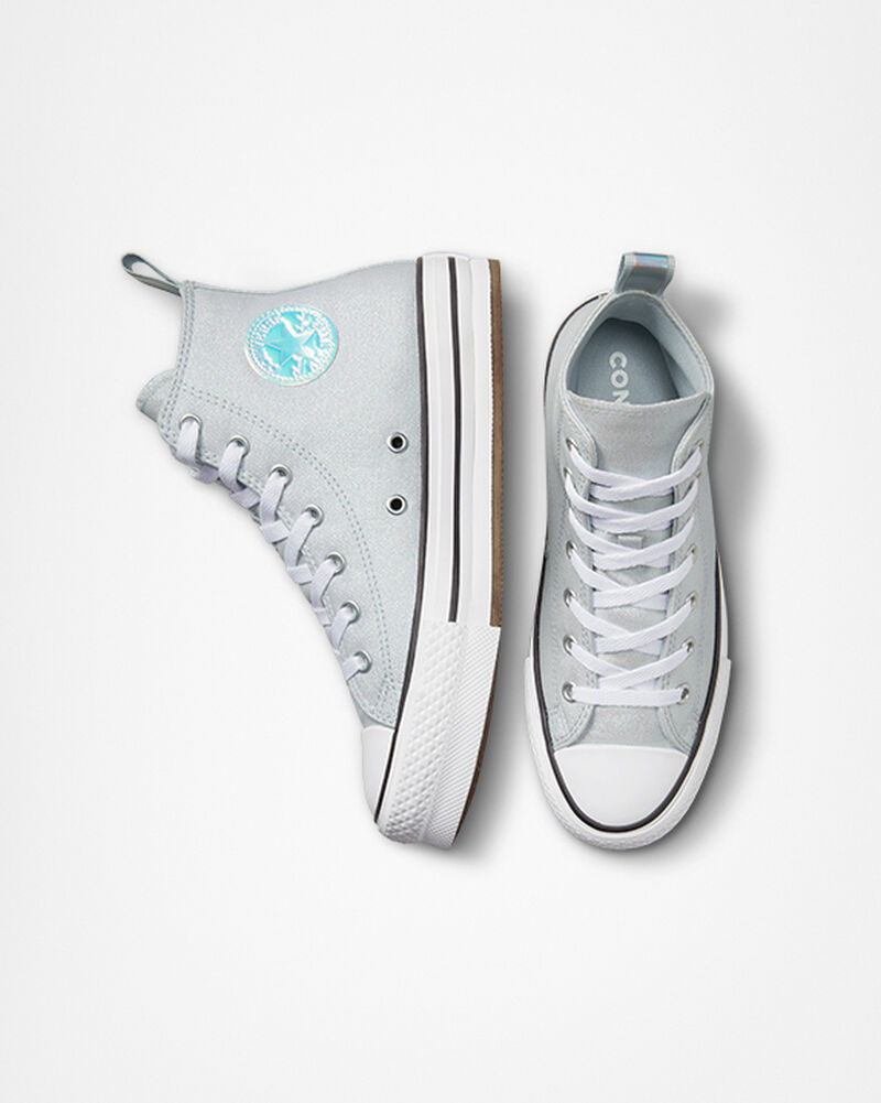 Dětské Vysoké Converse ​Chuck Taylor All Star EVA Lift Iridescent Big Kids Bílé Černé | 9641-TWDKU