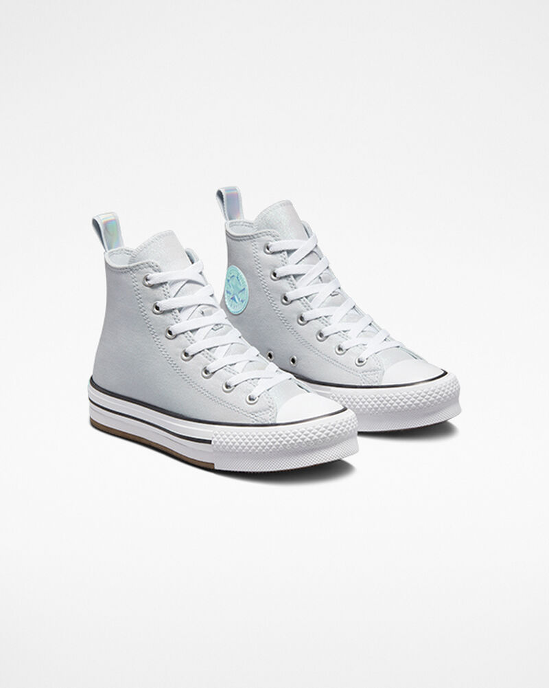 Dětské Vysoké Converse ​Chuck Taylor All Star EVA Lift Iridescent Big Kids Bílé Černé | 9641-TWDKU