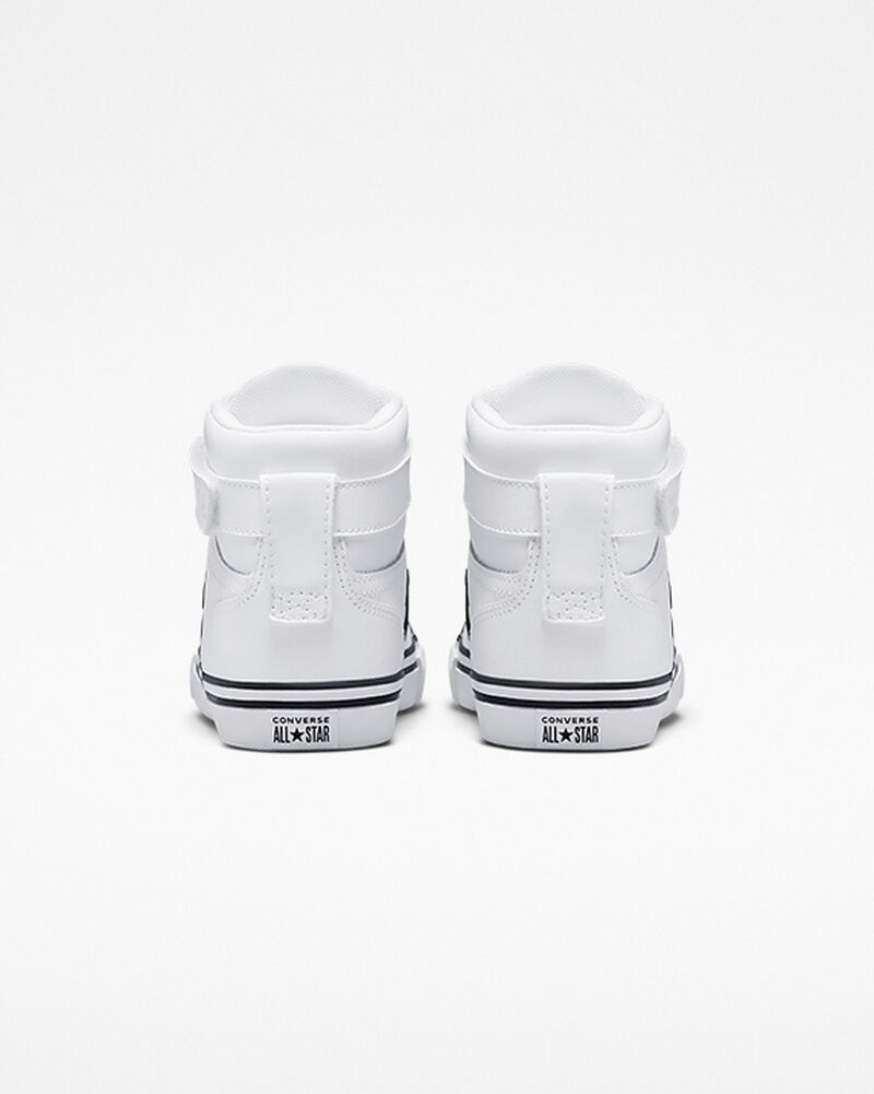 Dětské Vysoké Converse ​Pro Blaze Páskové Læder Big Kids Bílé Černé Bílé | 1358-MHRQI