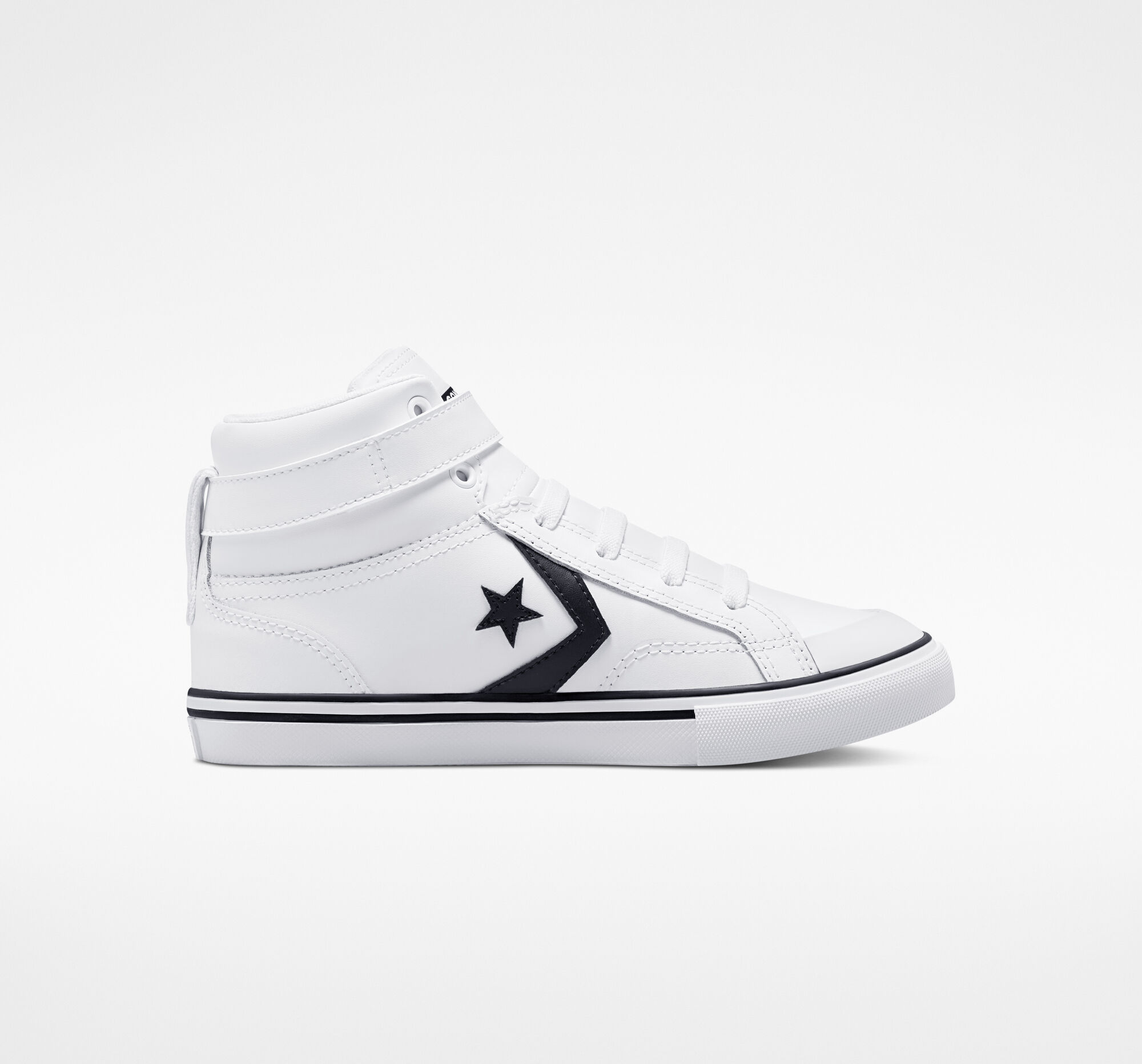 Dětské Vysoké Converse ​Pro Blaze Páskové Læder Big Kids Bílé Černé Bílé | 1358-MHRQI