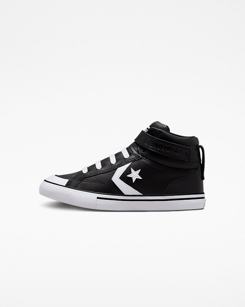 Dětské Vysoké Converse ​Pro Blaze Páskové Læder Big Kids Černé Bílé Bílé | 4126-LSCGT