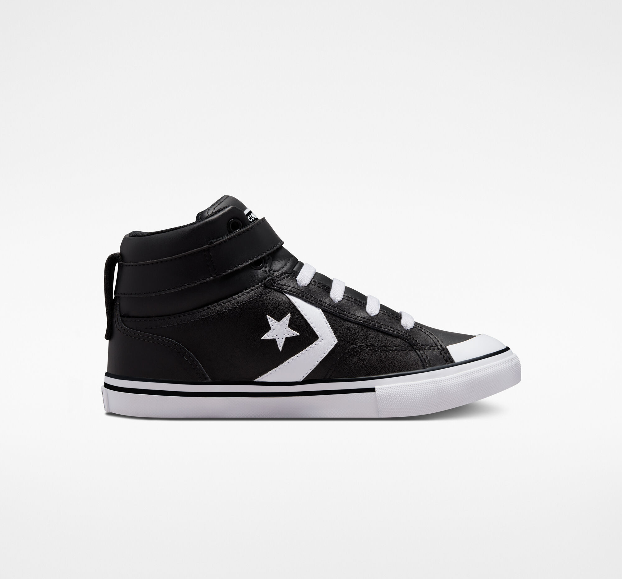 Dětské Vysoké Converse ​Pro Blaze Páskové Læder Big Kids Černé Bílé Bílé | 4126-LSCGT