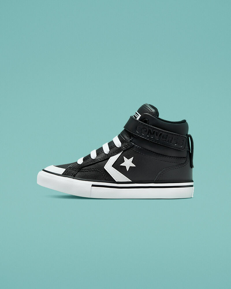Dětské Vysoké Converse ​Pro Blaze Páskové Læder Little Kids Černé Bílé Bílé | 9620-NCEYP