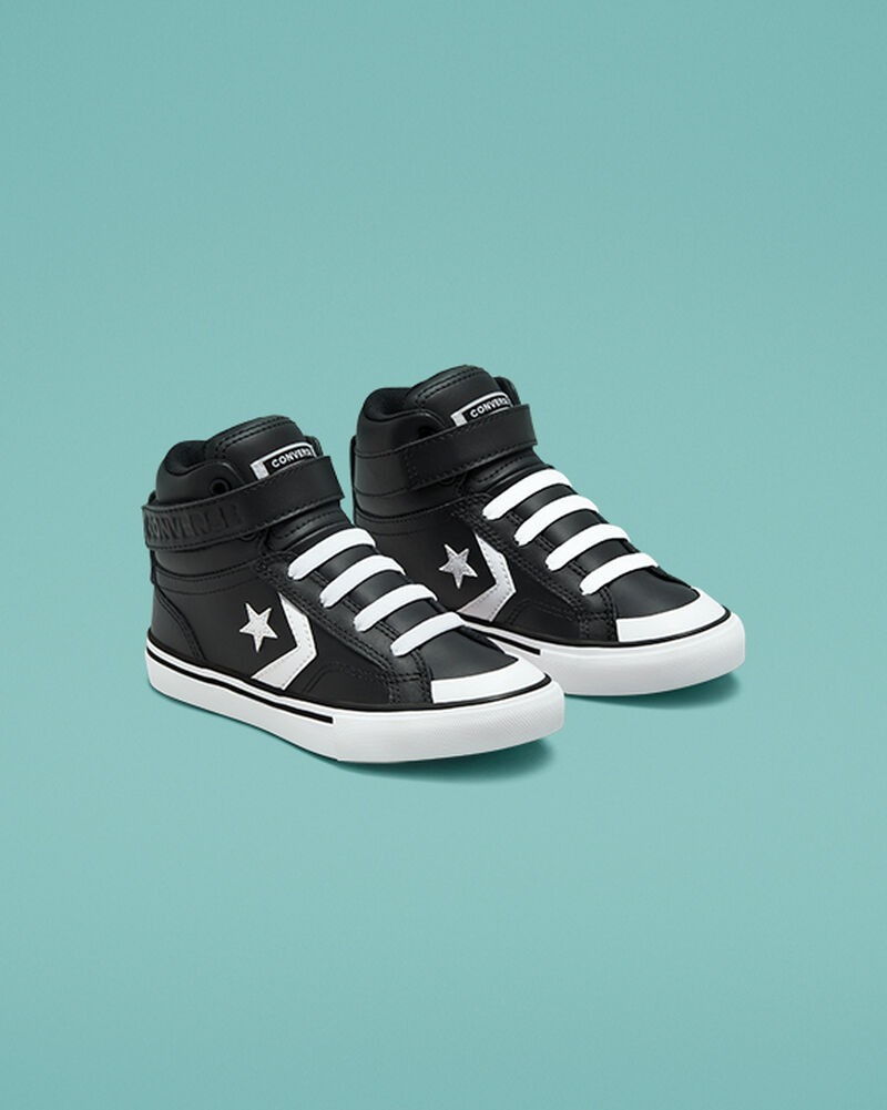 Dětské Vysoké Converse ​Pro Blaze Páskové Læder Little Kids Černé Bílé Bílé | 9620-NCEYP