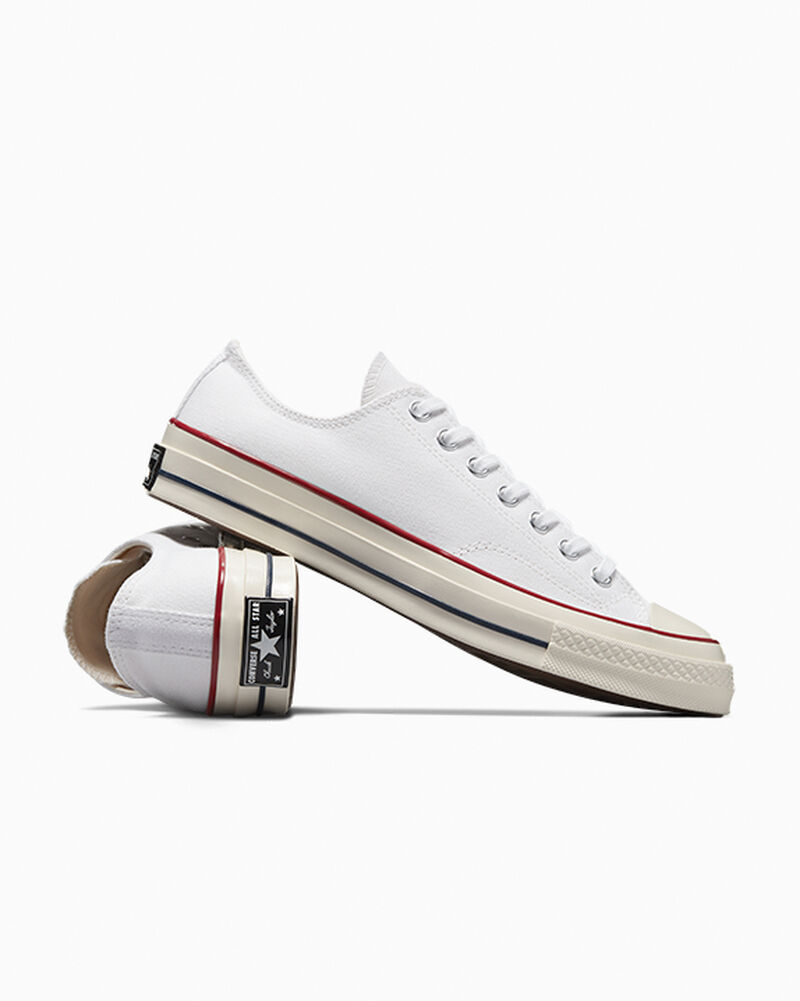 Pánské Nízké Converse Chuck 70 White Bílé Tmavě Červené | 7584-UOBDQ