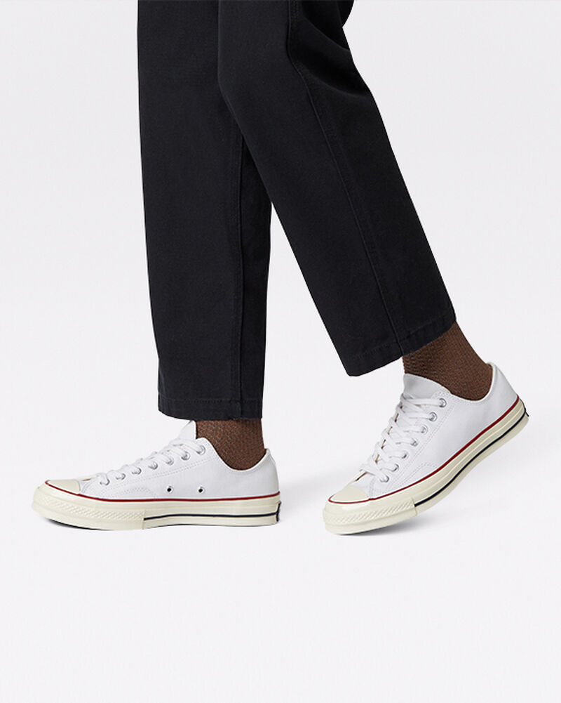 Pánské Nízké Converse Chuck 70 White Bílé Tmavě Červené | 7584-UOBDQ