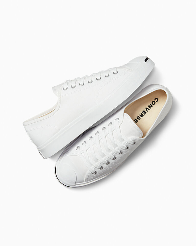 Pánské Nízké Converse Jack Purcell Platene Bílé Bílé Černé | 5347-JUBTX