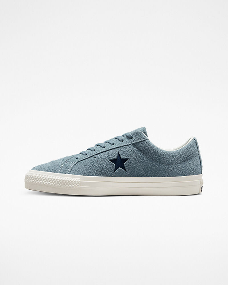 Pánské Nízké Converse One Star Pro Vintage Semišové Šedé Tmavě Blankyt | 9175-MIZGK