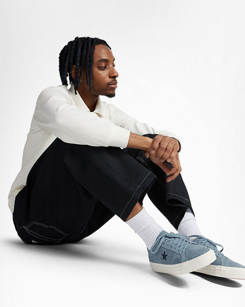 Pánské Nízké Converse One Star Pro Vintage Semišové Šedé Tmavě Blankyt | 9175-MIZGK