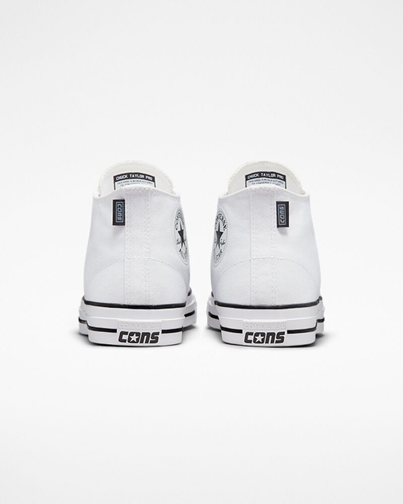 Pánské Nízké Converse ​CONS Chuck Taylor All Star Pro Skate Bílé Bílé Černé | 8439-WYSCQ