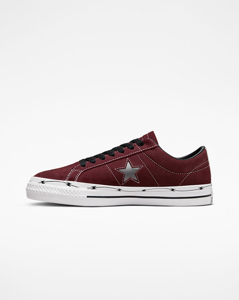 Pánské Nízké Converse ​CONS One Star Pro Razor Wire Skate Tmavě Vínové Černé Bílé | 6174-CGZNH