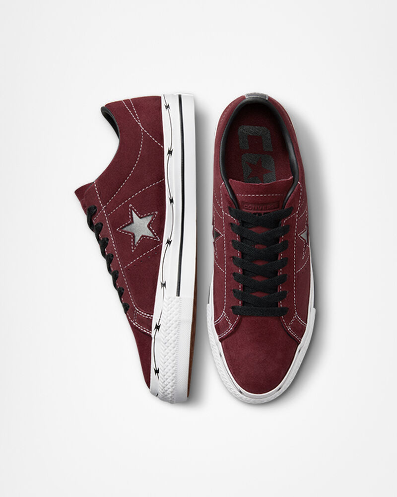 Pánské Nízké Converse ​CONS One Star Pro Razor Wire Skate Tmavě Vínové Černé Bílé | 6174-CGZNH