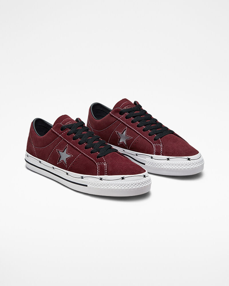Pánské Nízké Converse ​CONS One Star Pro Razor Wire Skate Tmavě Vínové Černé Bílé | 6174-CGZNH
