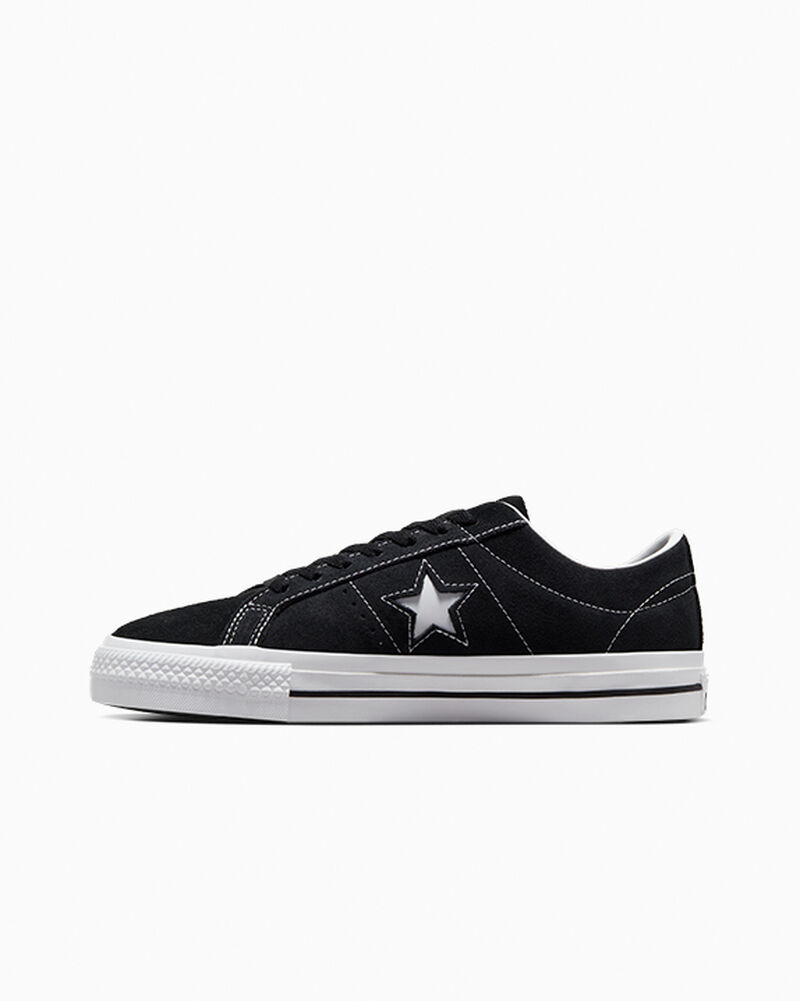Pánské Nízké Converse ​CONS One Star Pro Semišové Skate Černé Černé Bílé | 9526-CNDBR