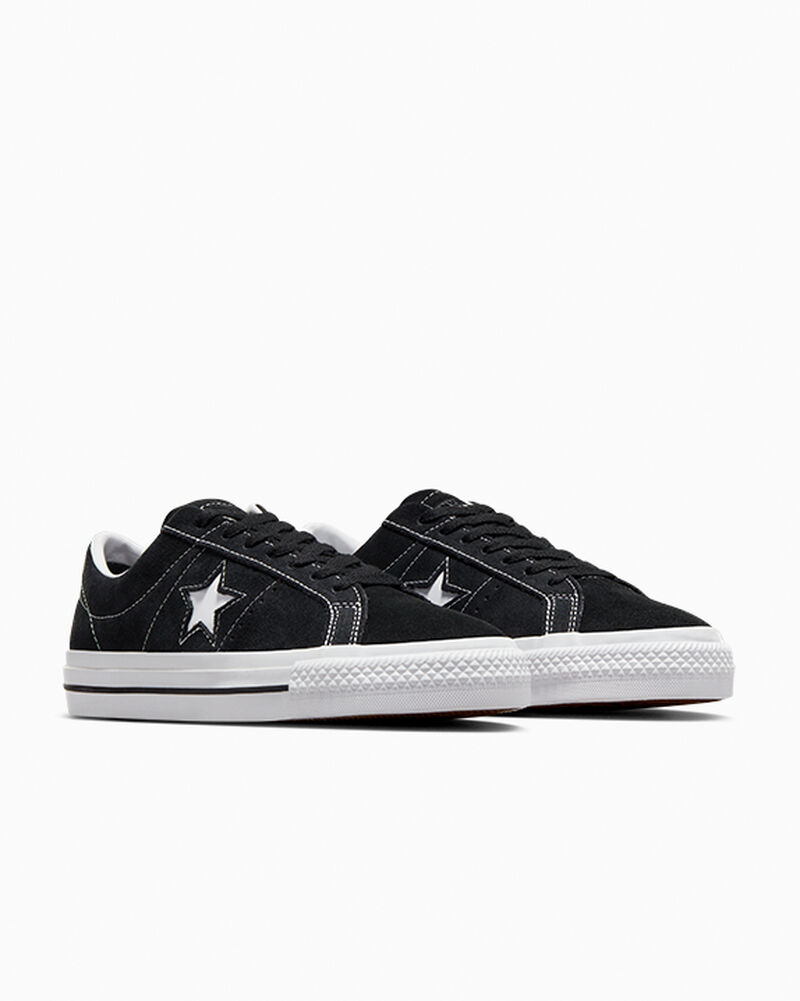 Pánské Nízké Converse ​CONS One Star Pro Semišové Skate Černé Černé Bílé | 9526-CNDBR