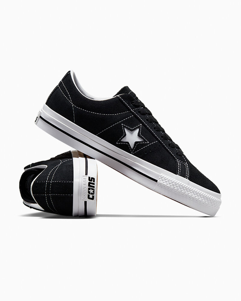 Pánské Nízké Converse ​CONS One Star Pro Semišové Skate Černé Černé Bílé | 9526-CNDBR