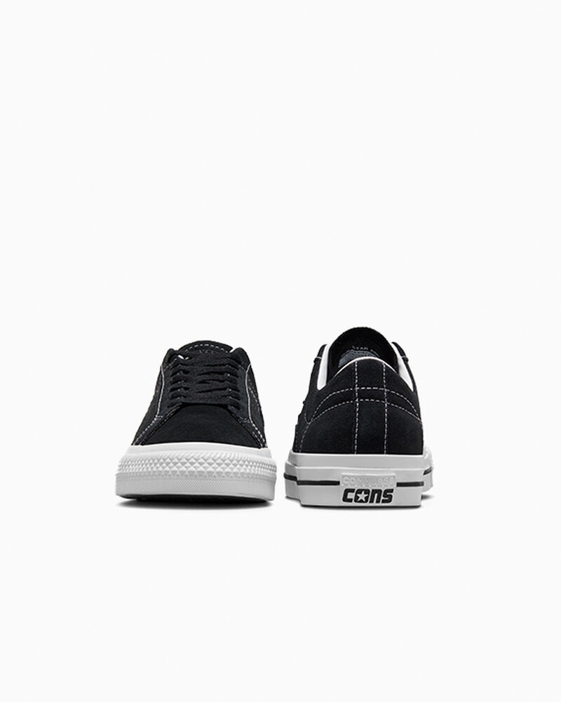 Pánské Nízké Converse ​CONS One Star Pro Semišové Skate Černé Černé Bílé | 9526-CNDBR