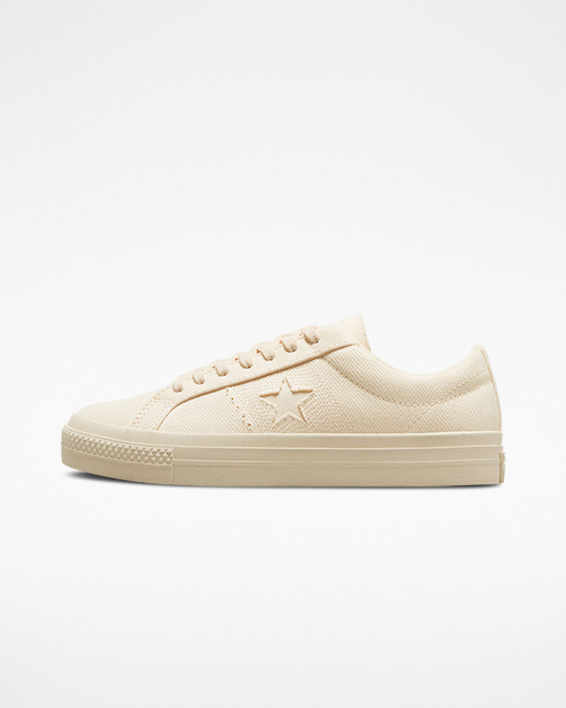 Pánské Nízké Converse ​One Star Pro Herringbone Skate Soft Dune/Egret | 5607-ITNGQ
