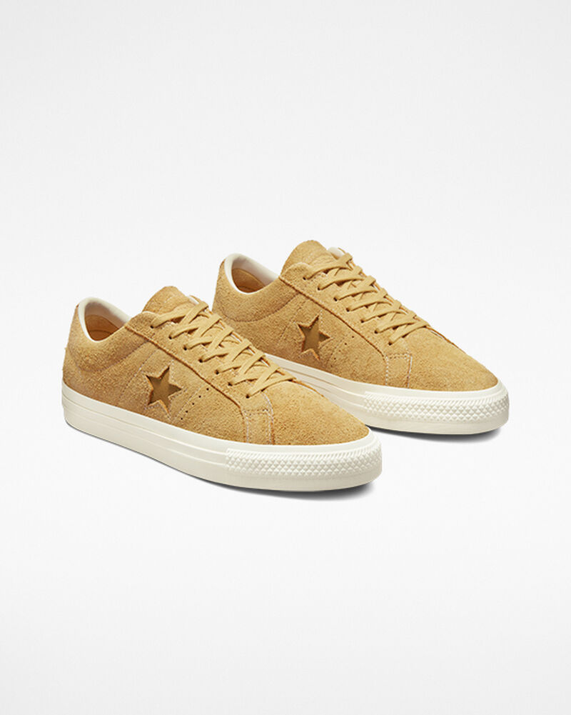 Pánské Nízké Converse ​One Star Pro Vintage Semišové Skate Zlaté Oranžové | 9528-FEOZS