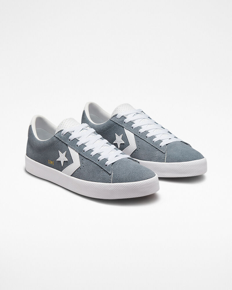 Pánské Nízké Converse ​PL Vulc Pro Semišové Skate Šedé Bílé Bílé | 0158-QMTUJ