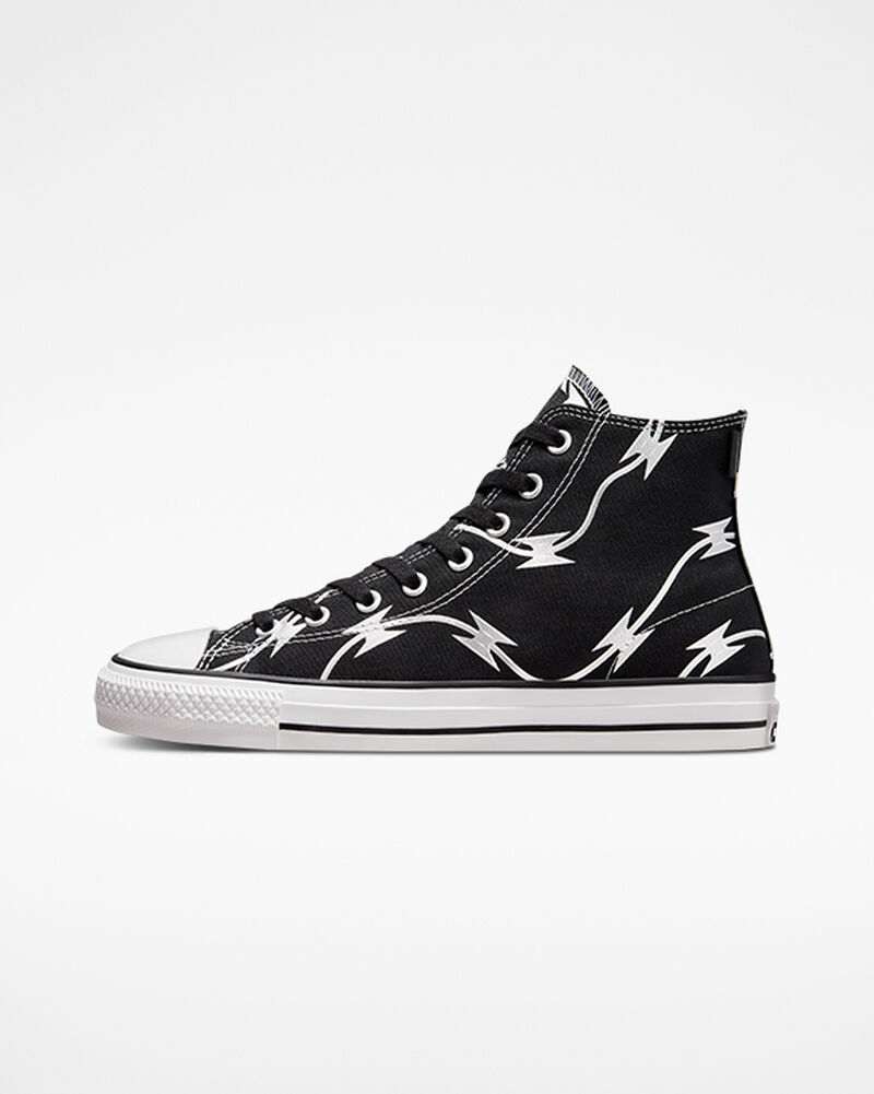 Pánské Vysoké Converse ​CONS Chuck Taylor All Star Pro Razor Wire Skate Černé Stříbrné Bílé | 8143-SCZVF
