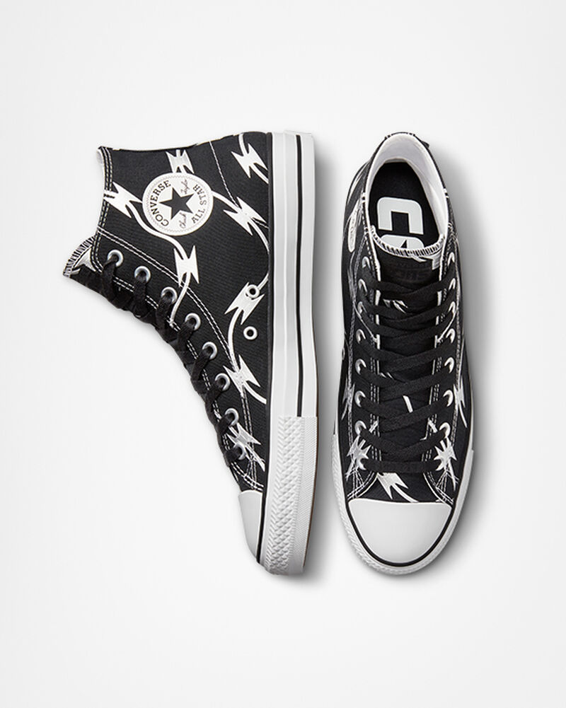 Pánské Vysoké Converse ​CONS Chuck Taylor All Star Pro Razor Wire Skate Černé Stříbrné Bílé | 8143-SCZVF