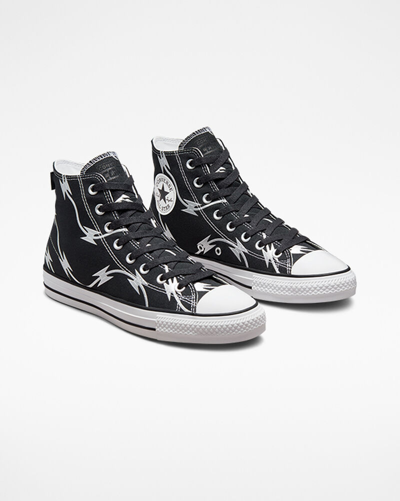 Pánské Vysoké Converse ​CONS Chuck Taylor All Star Pro Razor Wire Skate Černé Stříbrné Bílé | 8143-SCZVF