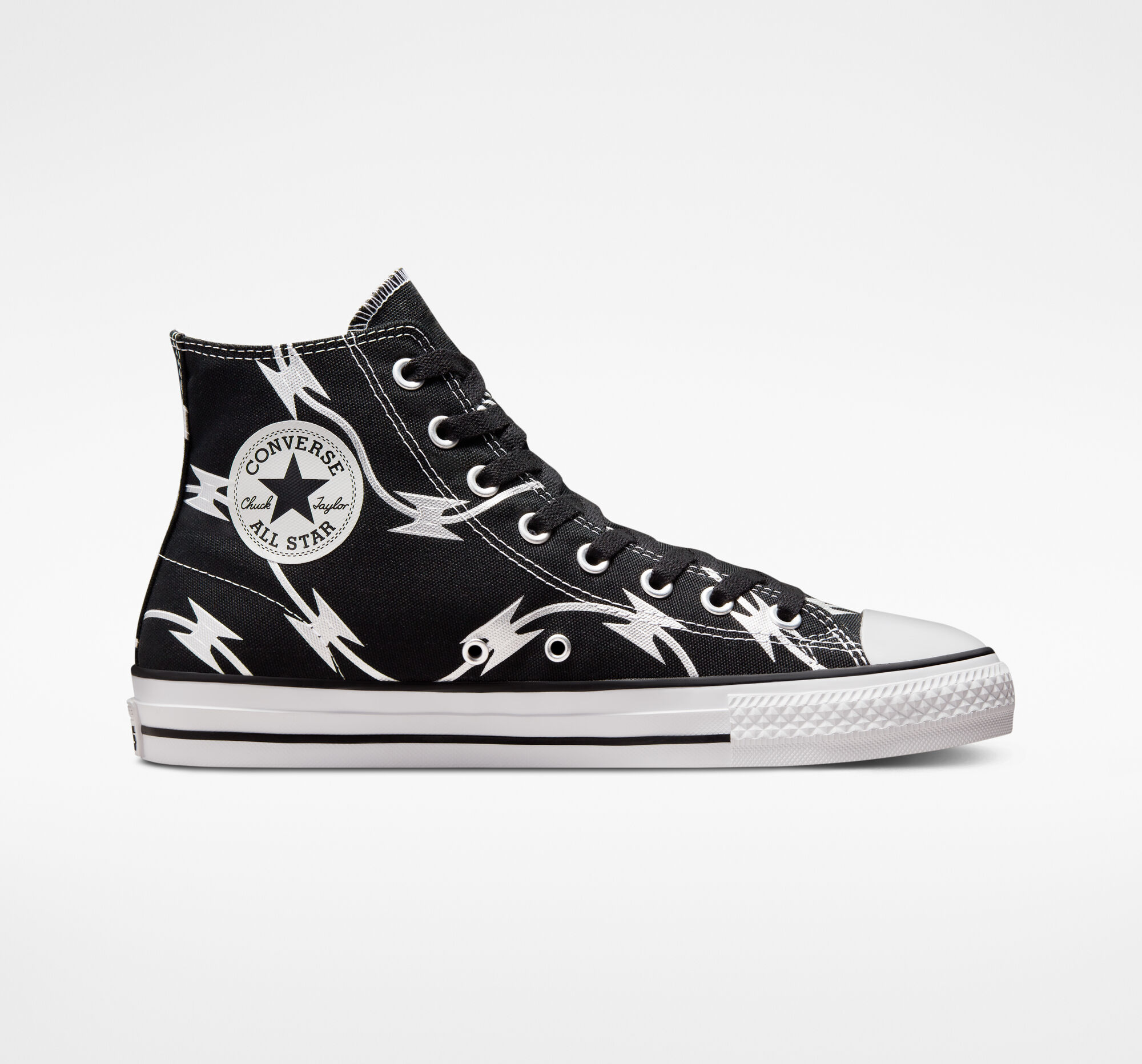 Pánské Vysoké Converse ​CONS Chuck Taylor All Star Pro Razor Wire Skate Černé Stříbrné Bílé | 8143-SCZVF