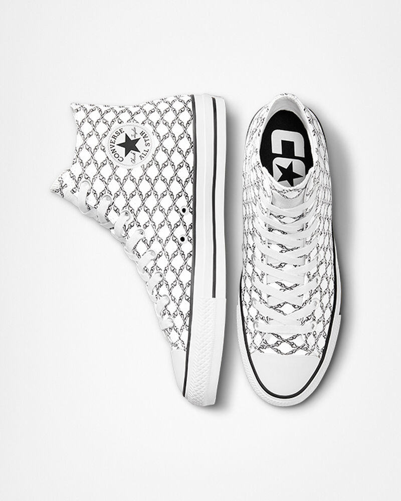 Pánské Vysoké Converse ​CONS Chuck Taylor All Star Pro Bones Skate Bílé Černé Bílé | 9075-GKVTZ