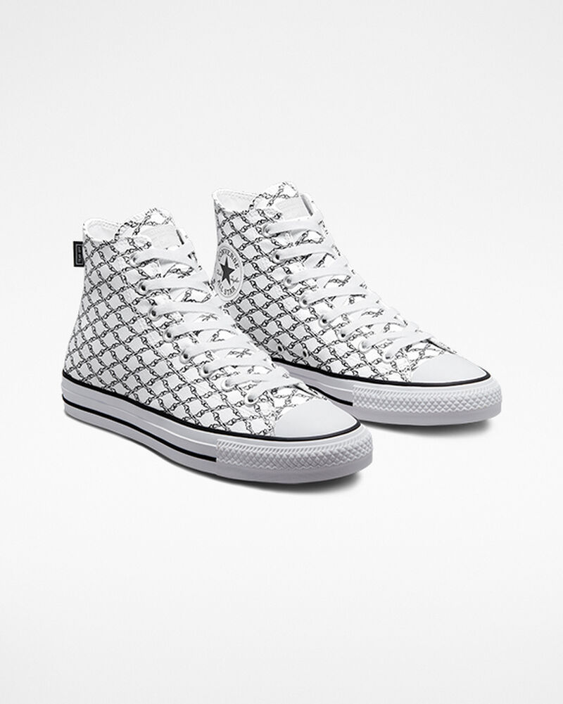 Pánské Vysoké Converse ​CONS Chuck Taylor All Star Pro Bones Skate Bílé Černé Bílé | 9075-GKVTZ