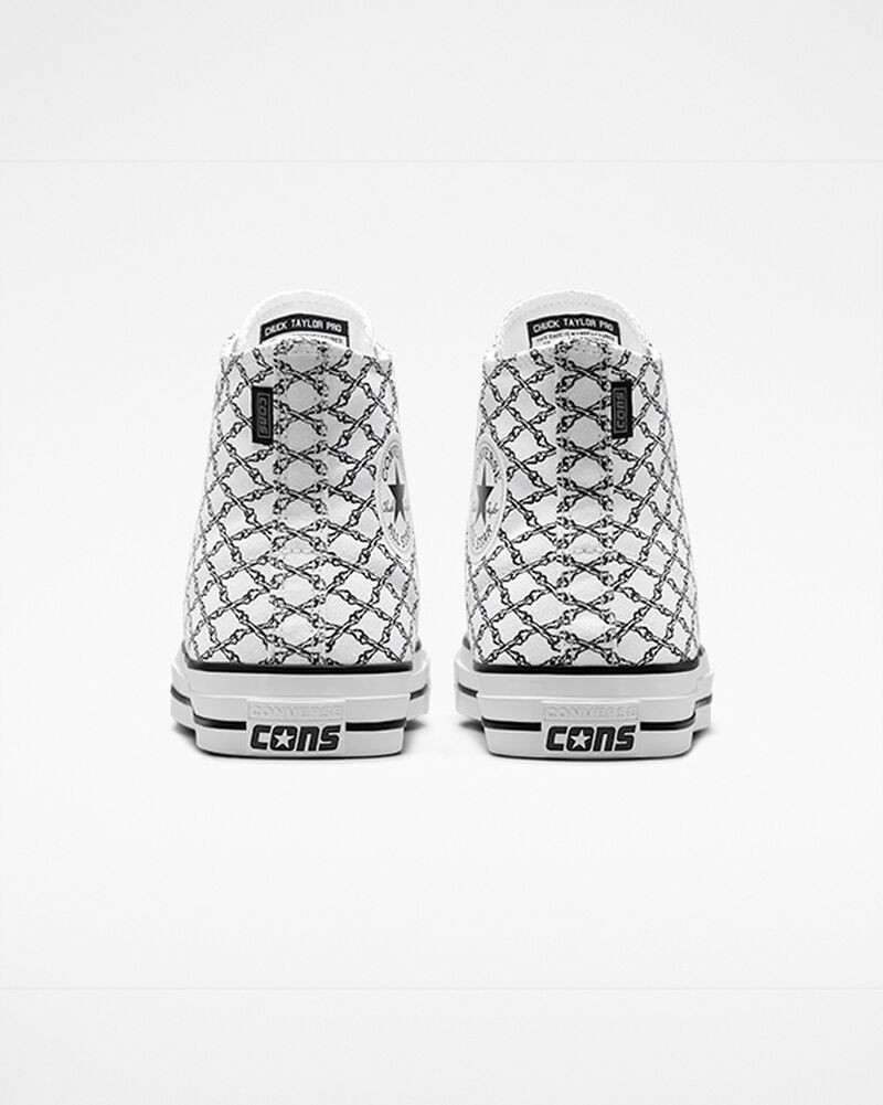 Pánské Vysoké Converse ​CONS Chuck Taylor All Star Pro Bones Skate Bílé Černé Bílé | 9075-GKVTZ