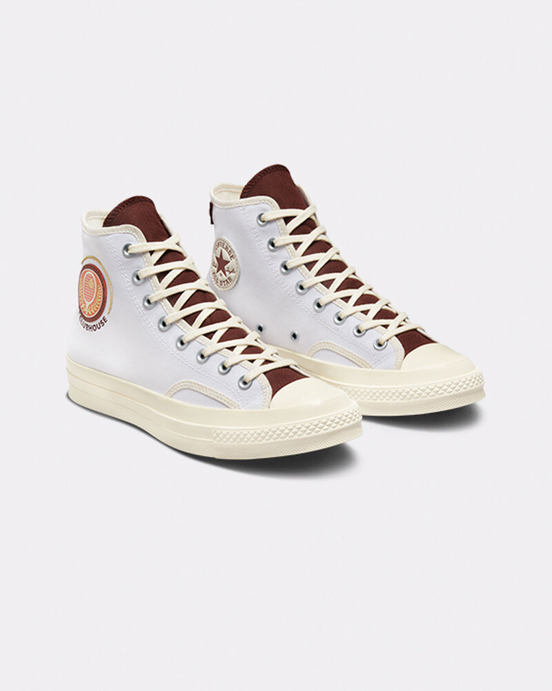 Pánské Vysoké Converse ​Chuck 70 Clubhouse Unisex Bílé Červené | 9258-XYIEH