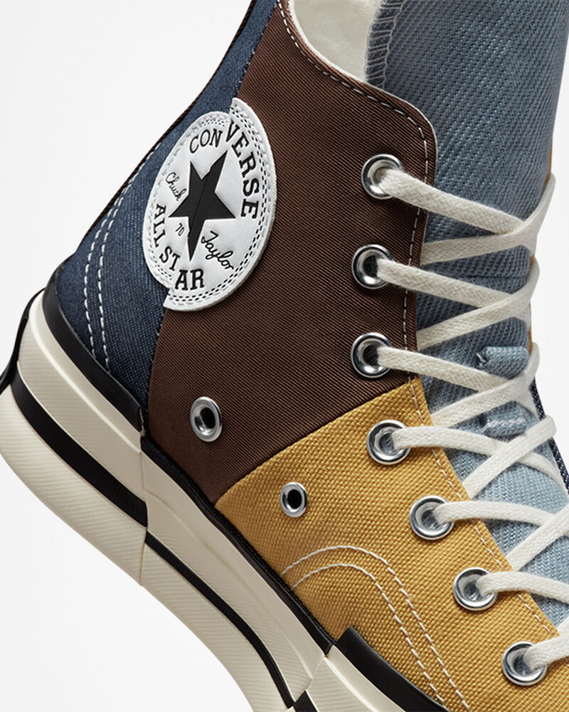 Pánské Vysoké Converse ​Chuck 70 Plus Materiál Mashup Unisex Hnědé Tmavě Blankyt | 7084-JDSIV