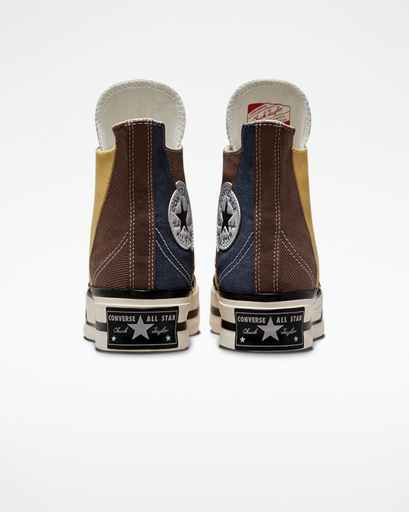Pánské Vysoké Converse ​Chuck 70 Plus Materiál Mashup Unisex Hnědé Tmavě Blankyt | 7084-JDSIV