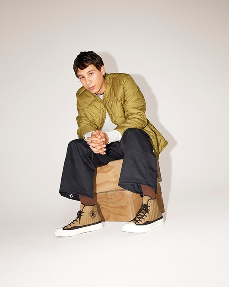 Pánské Vysoké Converse ​Chuck 70 Prošívaný Unisex Hnědé Černé | 4980-MJPIR