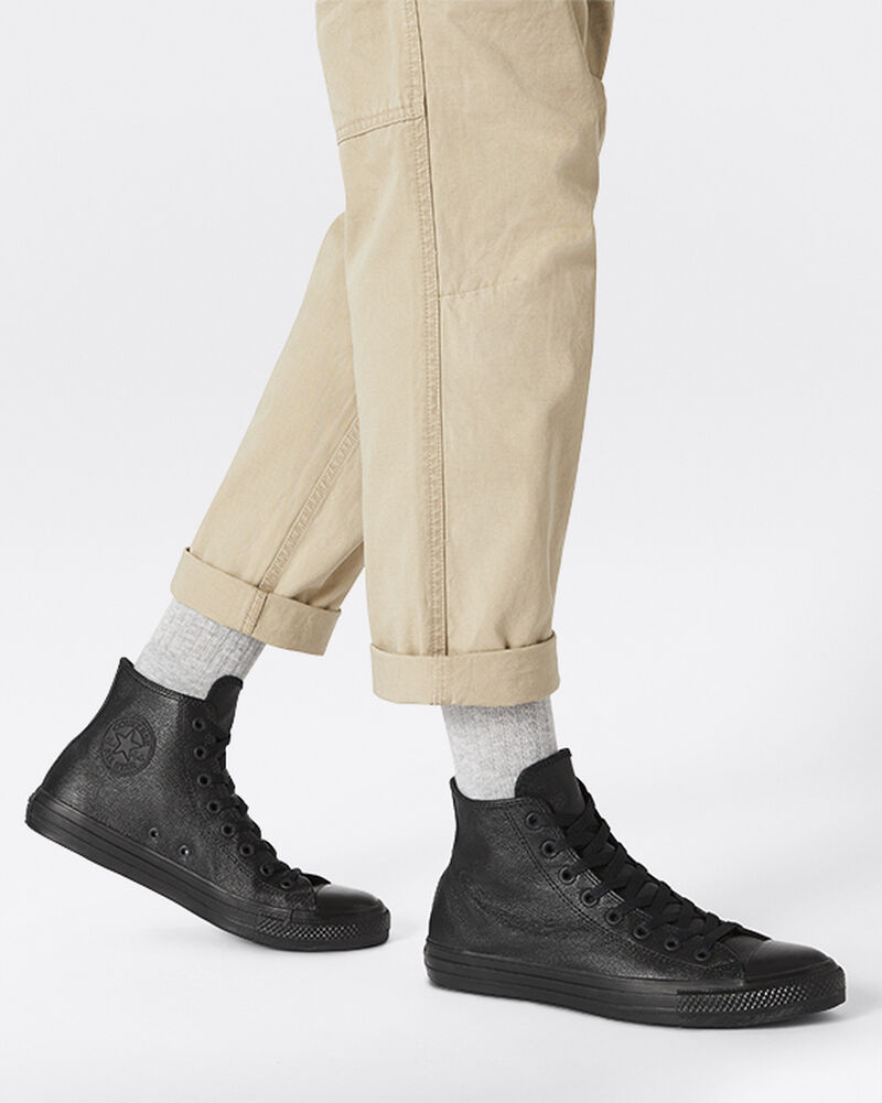 Pánské Vysoké Converse ​Chuck Taylor All Star Læder Unisex Černé | 1705-VQUPL