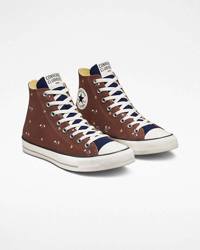 Pánské Vysoké Converse ​Chuck Taylor All Star Clubhouse Unisex Červené Zlaté | 6345-CHNFJ