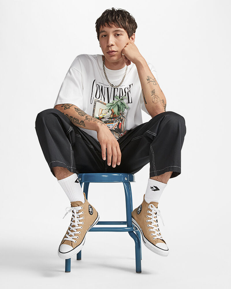 Pánské Vysoké Converse ​Chuck Taylor All Star Woven Twill Unisex Hnědožlutý Černé | 6759-LMVWN