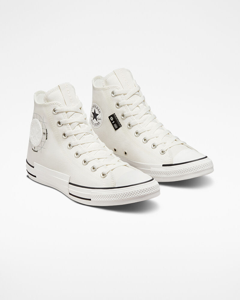 Pánské Vysoké Converse ​Chuck Taylor All Star Grid Logo Unisex Bílé Bílé | 7692-PTRWF