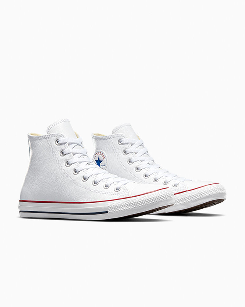 Pánské Vysoké Converse ​Chuck Taylor All Star Læder Unisex Bílé | 9671-JRWNH
