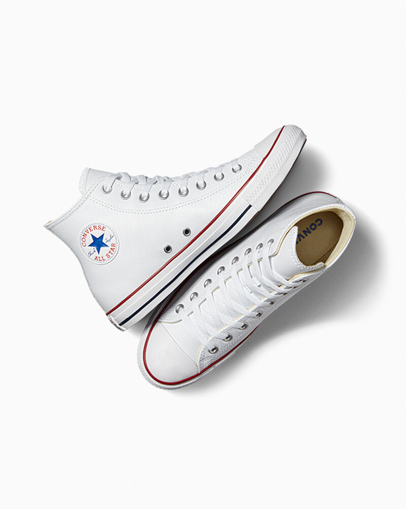 Pánské Vysoké Converse ​Chuck Taylor All Star Læder Unisex Bílé | 9671-JRWNH