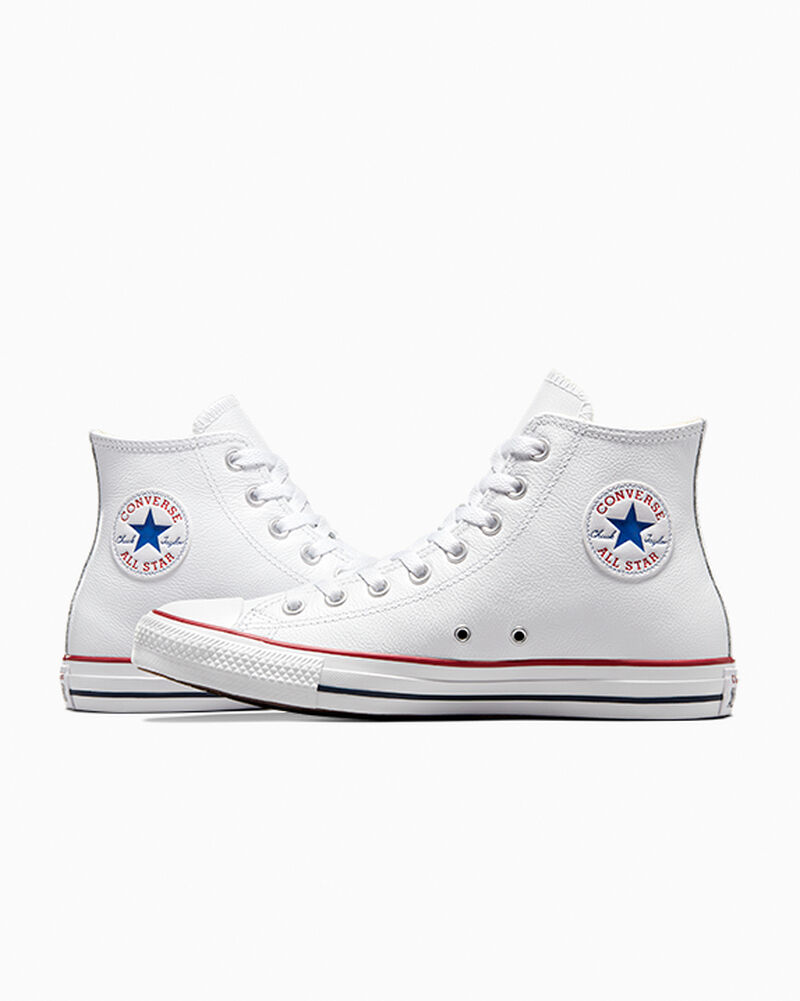Pánské Vysoké Converse ​Chuck Taylor All Star Læder Unisex Bílé | 9671-JRWNH