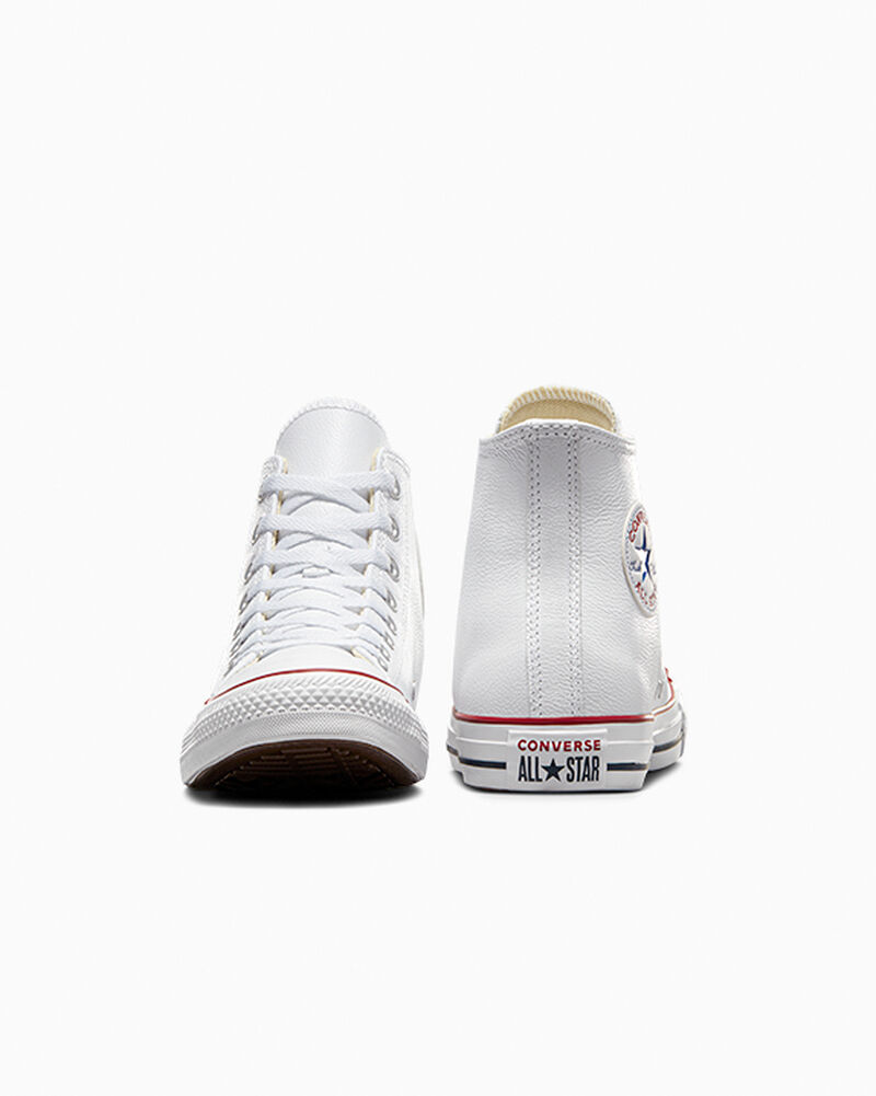 Pánské Vysoké Converse ​Chuck Taylor All Star Læder Unisex Bílé | 9671-JRWNH