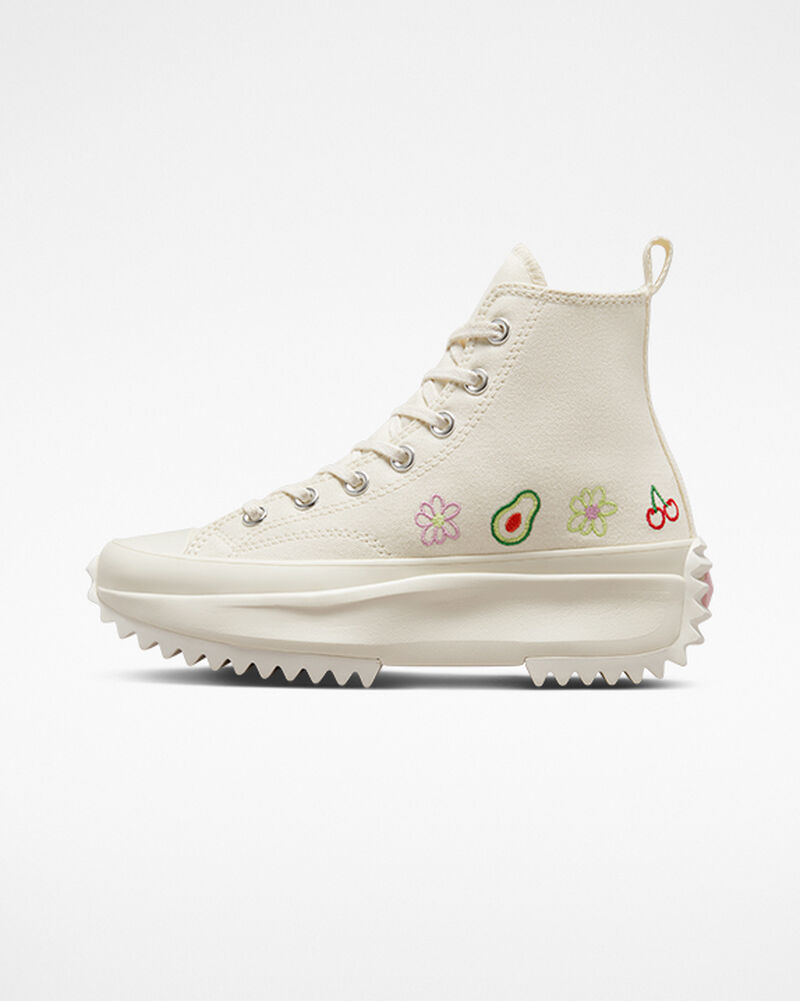 Pánské Vysoké Converse ​Run Star Hike Embroidered Fruits & Florals Unisex Růžové | 0147-VRYKO