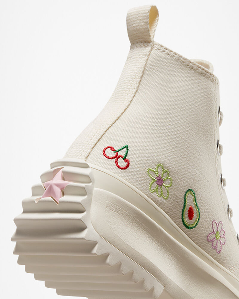 Pánské Vysoké Converse ​Run Star Hike Embroidered Fruits & Florals Unisex Růžové | 0147-VRYKO