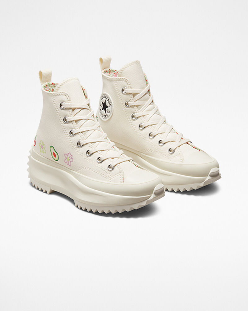 Pánské Vysoké Converse ​Run Star Hike Embroidered Fruits & Florals Unisex Růžové | 0147-VRYKO